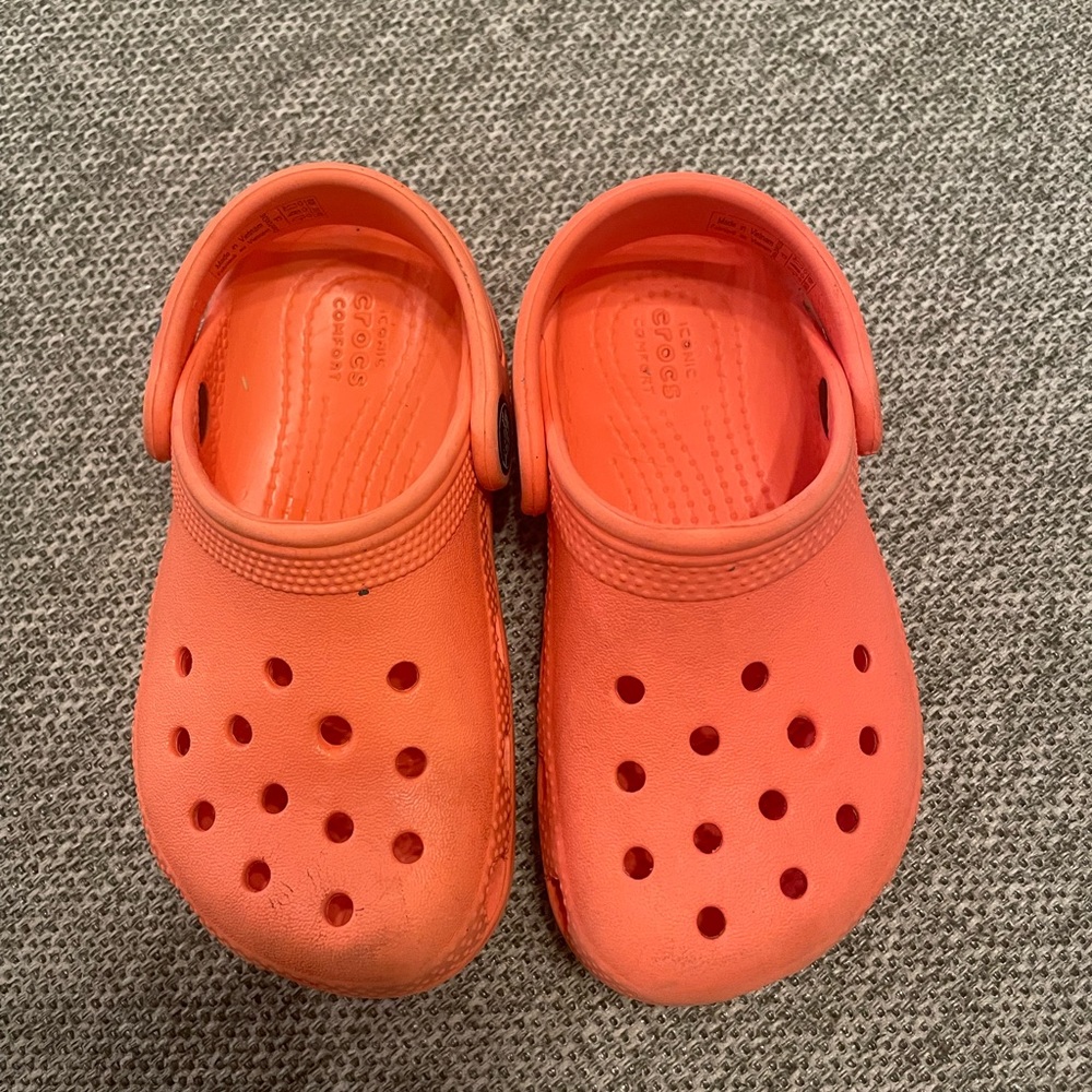 Orange toddler Crocs in size C8